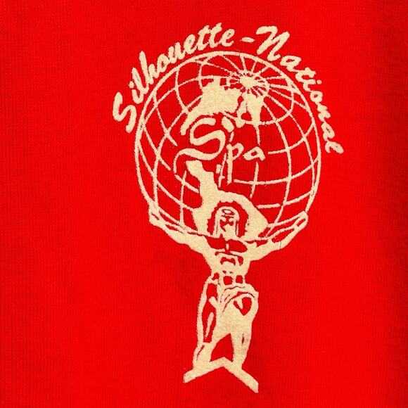 Springfoot Vtg 60s 70s Crewneck Sweatshirt Silhouette-National Spa Flocked Print - Picture 2 of 6